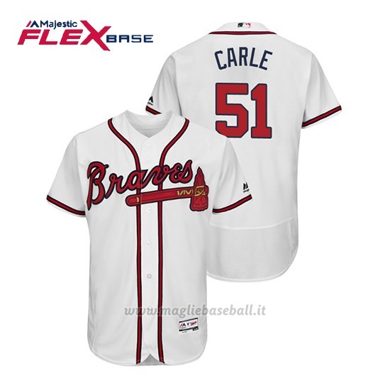 Maglia Baseball Uomo Atlanta Braves Shane Carle Flex Base Autentico Collezione 1ª2019 Bianco